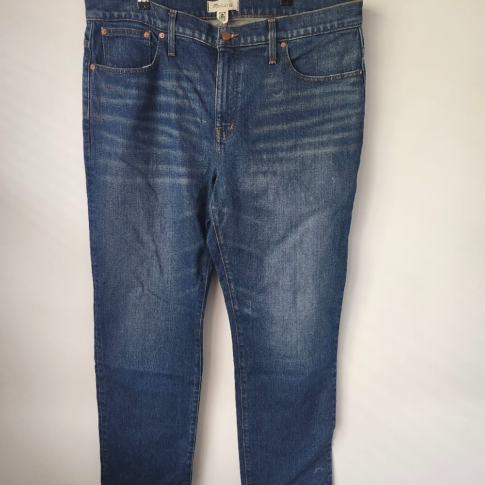 Madewell Women's Mid-rise '90s Straight Jeans size 33 Waist Blue Denim